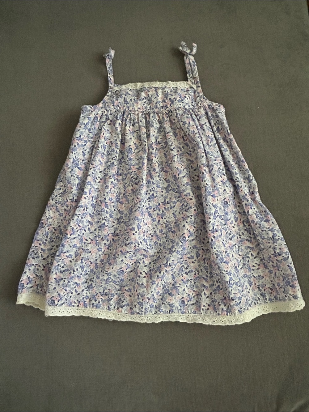 Jillian’s Closet Girls' Lavender Floral Sundress with Lace Trim 18M